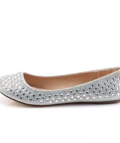 Pleaser Direct Treat 06 Silver Rhinestone Ballet Flats