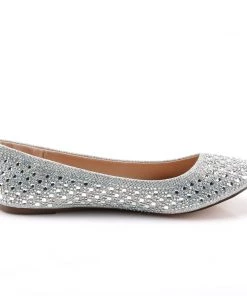 Pleaser Direct Treat 06 Silver Rhinestone Ballet Flats