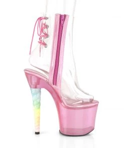 Pleaser Direct Unicorn 1018C Clear And Pink Boots