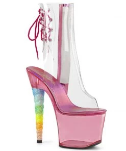Pleaser Direct Unicorn 1018C Clear And Pink Boots