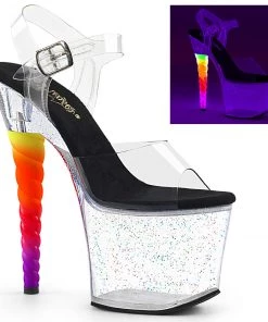 Pleaser Direct Unicorn 708MG Clear & Ombre Heel Platforms Platform Shoes
