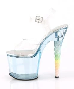 Pleaser Direct Glitter Shoes Unicorn 708T Blue Platform Heels