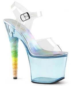 Pleaser Direct Glitter Shoes Unicorn 708T Blue Platform Heels