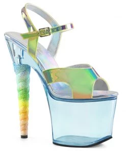 Pleaser Direct Glitter Shoes Unicorn 711 Blue Platform Heels