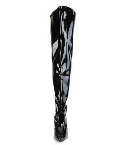 Pleaser Direct Vanity 3010 Black Patent Thigh High Boots Larger Size Shoes