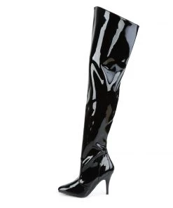 Pleaser Direct Vanity 3010 Black Patent Thigh High Boots Larger Size Shoes