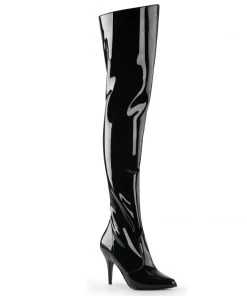 Pleaser Direct Vanity 3010 Black Patent Thigh High Boots Larger Size Shoes