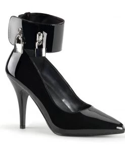 Pleaser Direct Larger Size Shoes Vanity 434 Black Patent Ankle Cuff Pumps