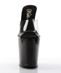 Pleaser Direct Xtreme 801 Black Patent & Clear Platforms