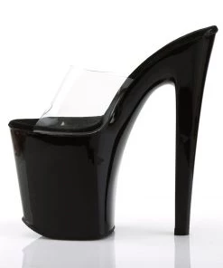 Pleaser Direct Xtreme 801 Black Patent & Clear Platforms