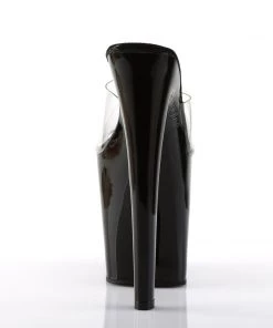 Pleaser Direct Xtreme 801 Black Patent & Clear Platforms