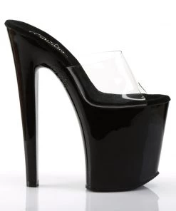 Pleaser Direct Xtreme 801 Black Patent & Clear Platforms
