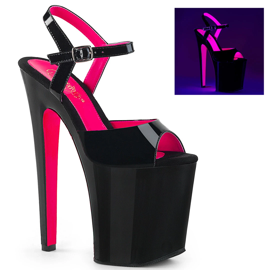 Pleaser Direct Xtreme 809TT Black Patent And Neon Pink Platforms 1 Pleaser Direct Xtreme 809TT Black Patent And Neon Pink Platforms