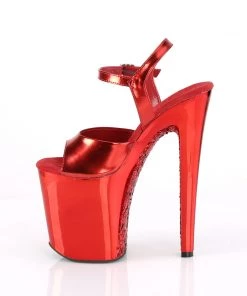 Pleaser Direct Xtreme 809TTG Red Chrome Glitter Platforms Glitter Shoes