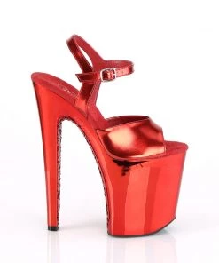 Pleaser Direct Xtreme 809TTG Red Chrome Glitter Platforms Glitter Shoes