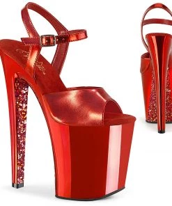 Pleaser Direct Xtreme 809TTG Red Chrome Glitter Platforms Glitter Shoes