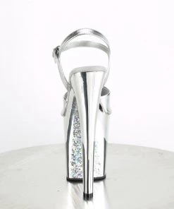 Pleaser Direct Xtreme 809TTG Silver Chrome Glitter Platforms