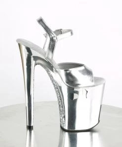 Pleaser Direct Xtreme 809TTG Silver Chrome Glitter Platforms
