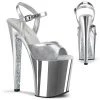 Pleaser Direct Xtreme 809TTG Silver Chrome Glitter Platforms